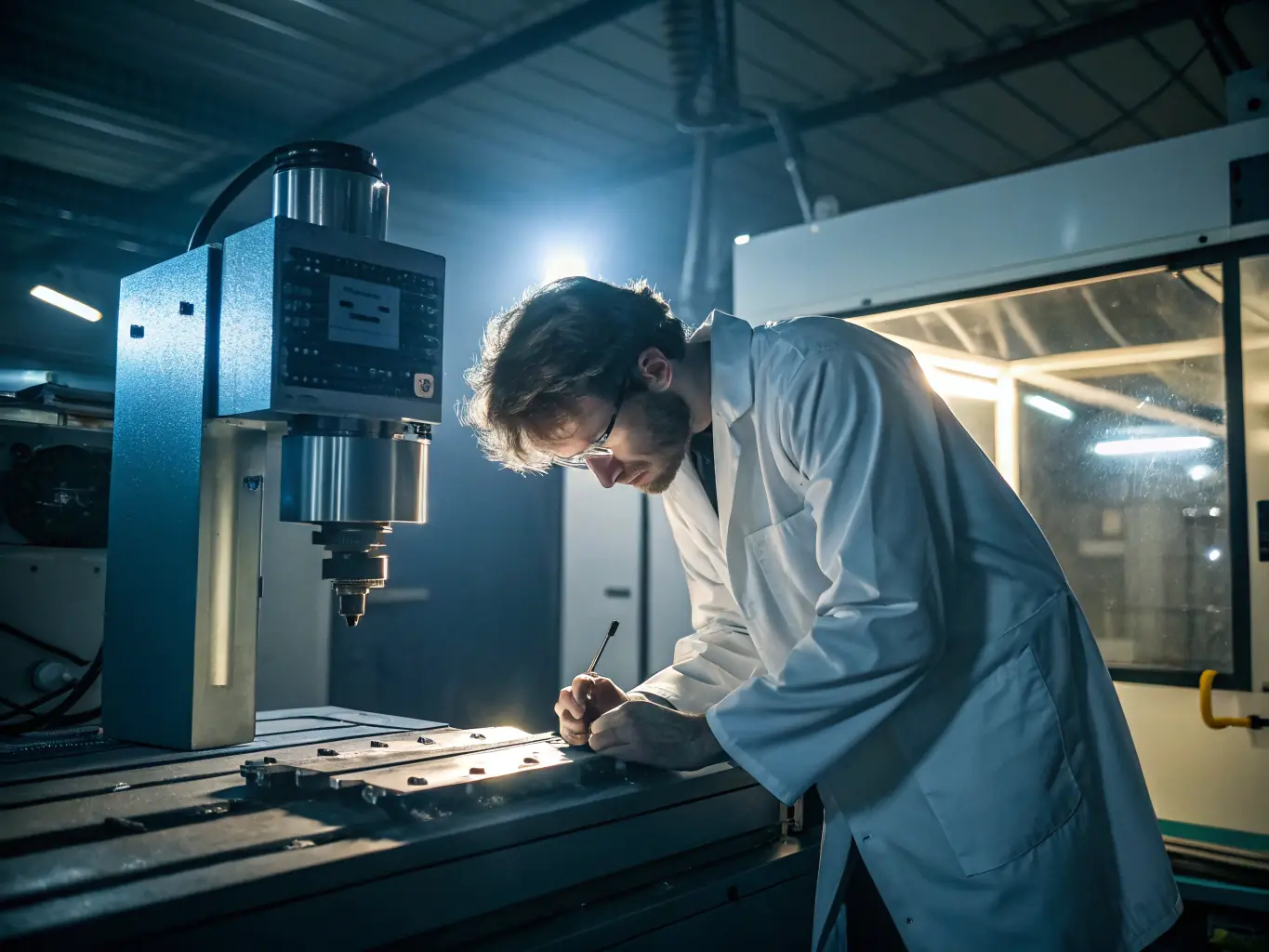 A high-precision measurement device inspecting an aerospace component, showcasing the detailed analysis required in the aerospace industry.
